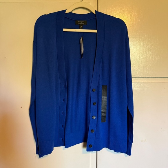 NWT Banana Republic Factory Forever Yarn Blue Cardigan Size Medium Preppy - Picture 3 of 16